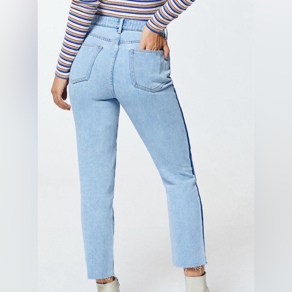 PacSun Two Toned‎ Mom Jeans Blue Colorblock Boho Retro Y2K Frayed Womens Sz 24 - Picture 8 of 8